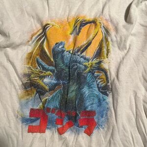 Delta White Tee with Colorful Dragon Design Godzilla Youth